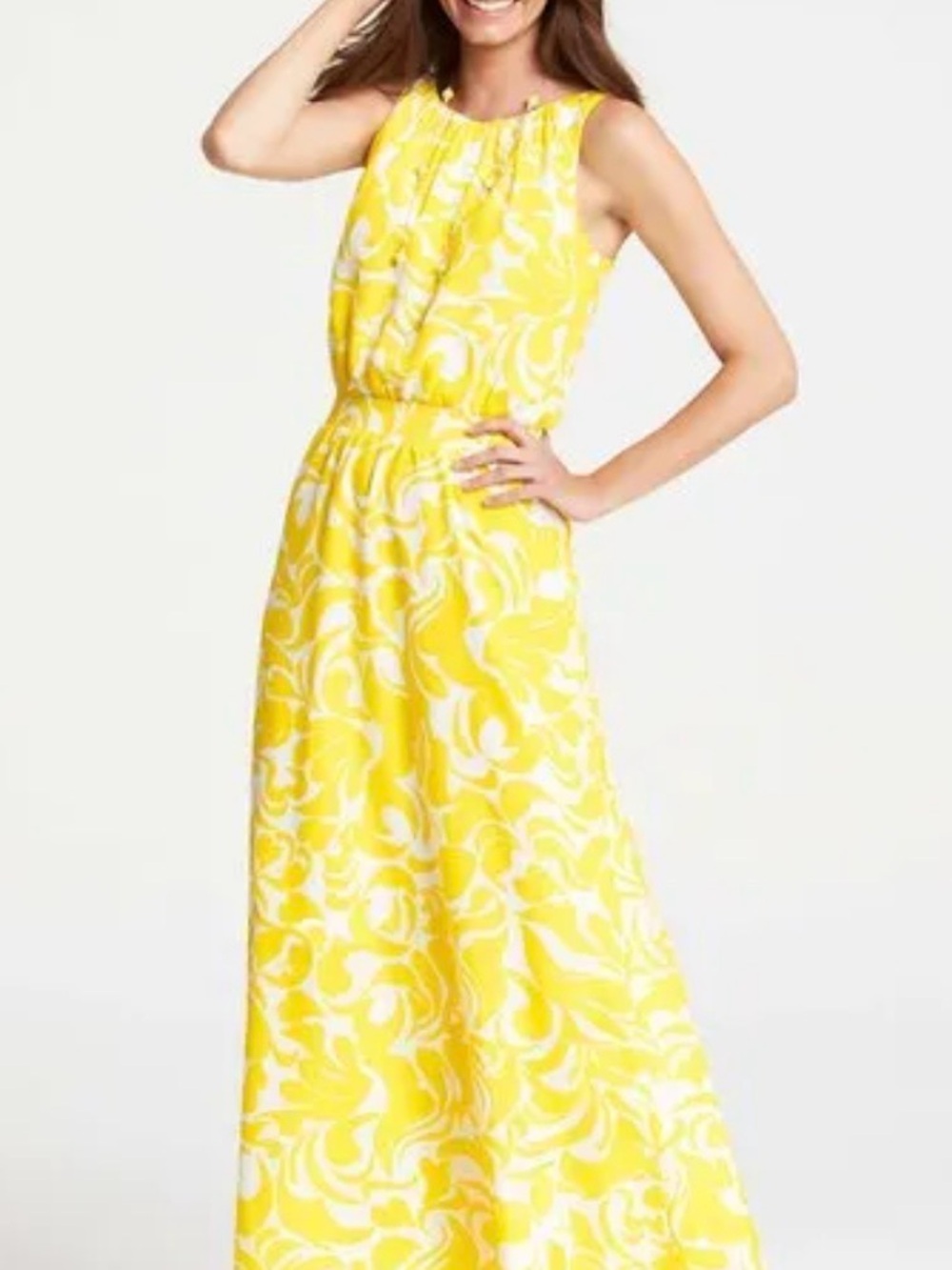 Ann Taylor Yellow Floral Maxi Dress - Sleeveless Summer Dress size 6